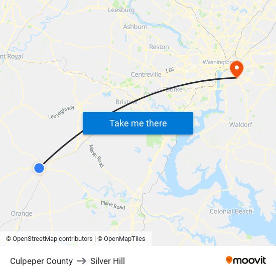 Culpeper County to Silver Hill map