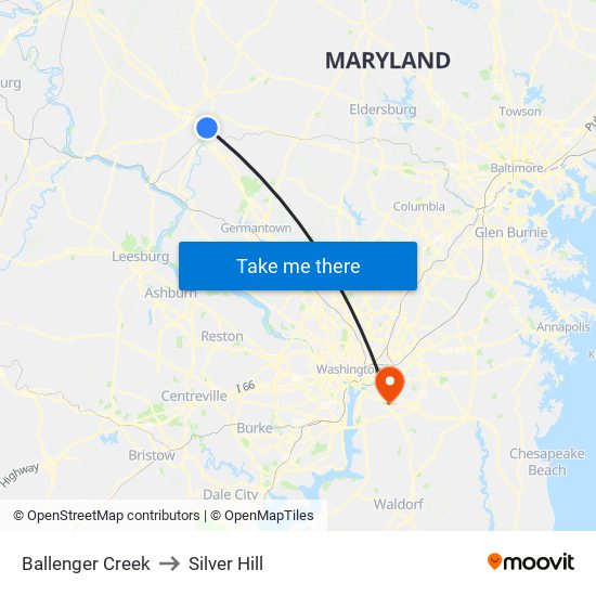 Ballenger Creek to Silver Hill map