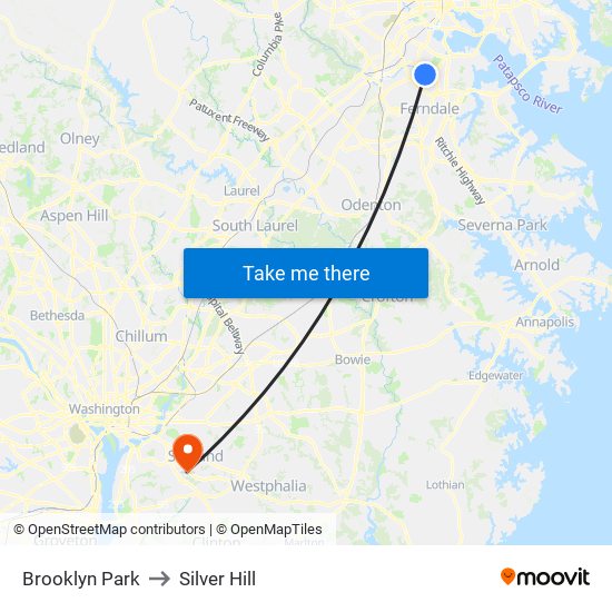 Brooklyn Park to Silver Hill map