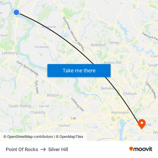 Point Of Rocks to Silver Hill map