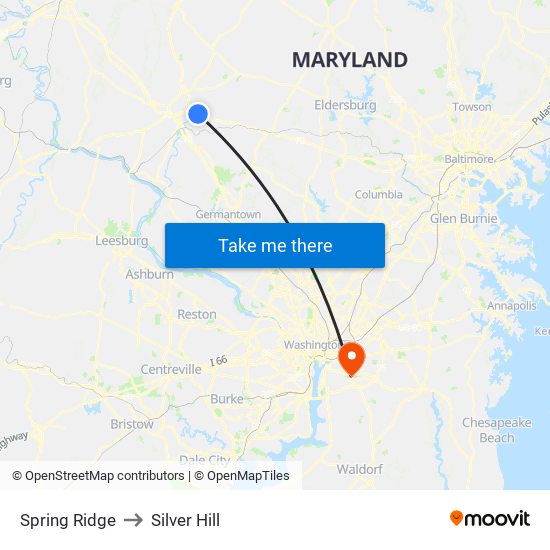 Spring Ridge to Silver Hill map