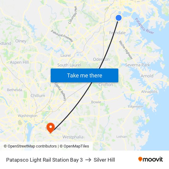 Patapsco Light Rail Station Bay 3 to Silver Hill map