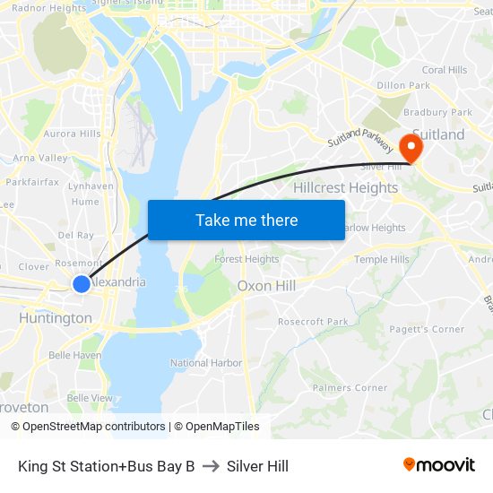 King Street-Old Town+Bay B to Silver Hill map