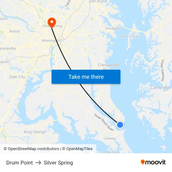 Drum Point to Silver Spring map
