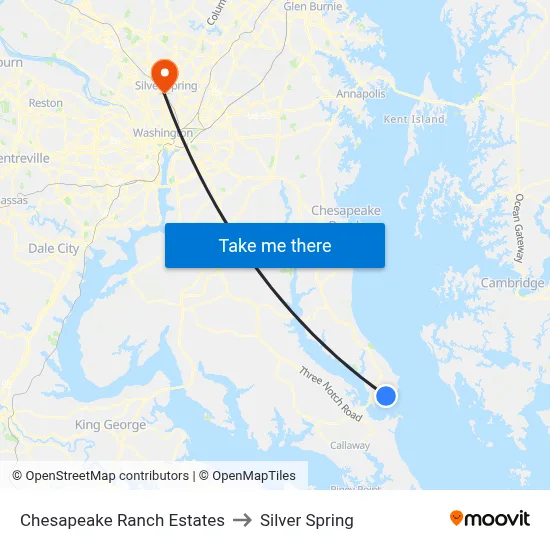 Chesapeake Ranch Estates to Silver Spring map