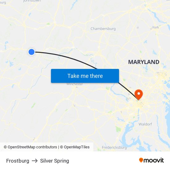 Frostburg to Silver Spring map