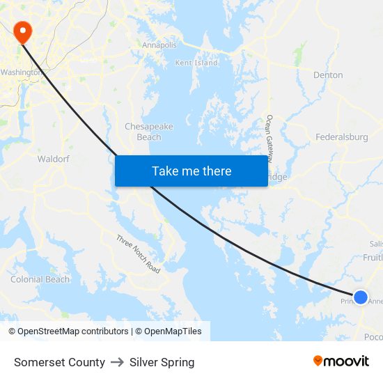 Somerset County to Silver Spring map