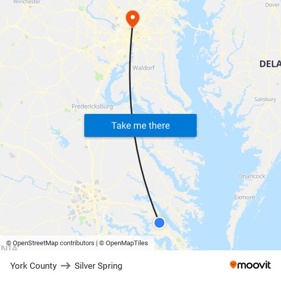 York County to Silver Spring map