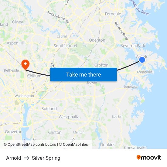 Arnold to Silver Spring map