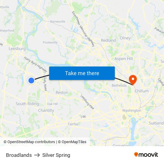 Broadlands to Silver Spring map