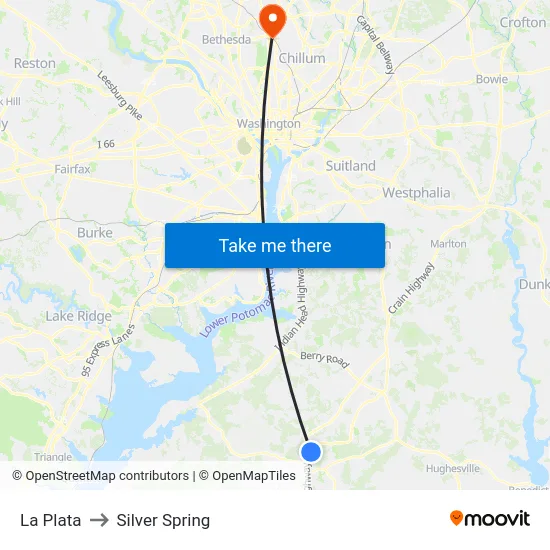 La Plata to Silver Spring map