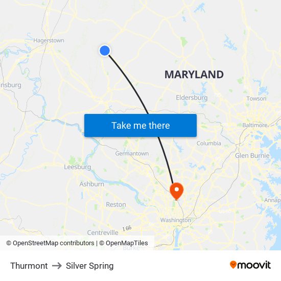 Thurmont to Silver Spring map