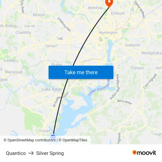 Quantico to Silver Spring map