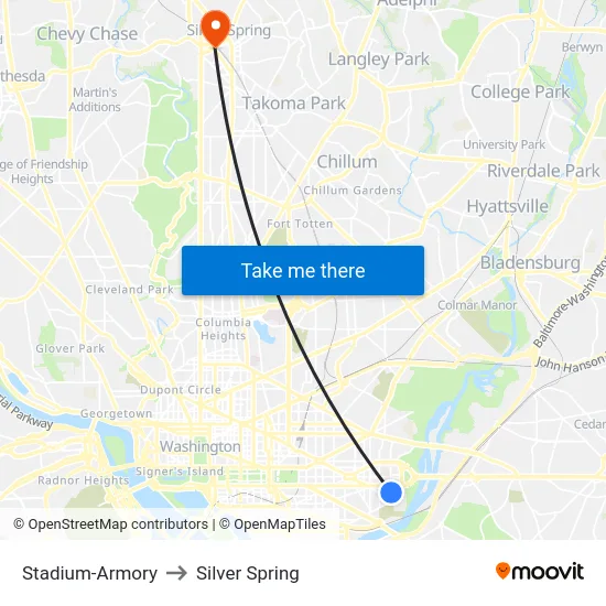 Stadium-Armory to Silver Spring map