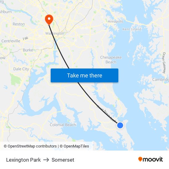 Lexington Park to Somerset map