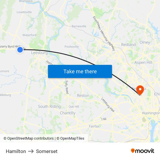 Hamilton to Somerset map