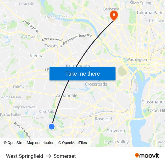 West Springfield to Somerset map