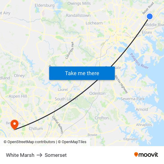 White Marsh to Somerset map