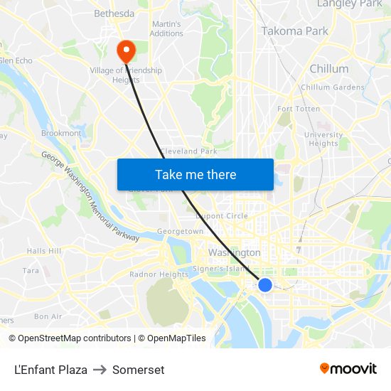 L'Enfant Plaza to Somerset map