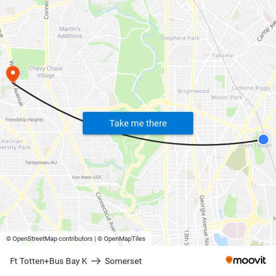 Fort Totten+Bay K to Somerset map