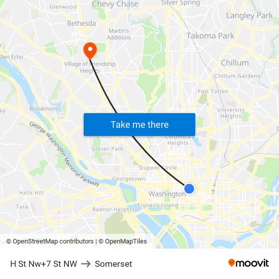 H St Nw+7 St NW to Somerset map