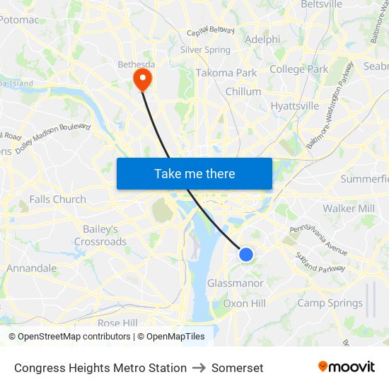 Congress Heights Metro Station to Somerset map