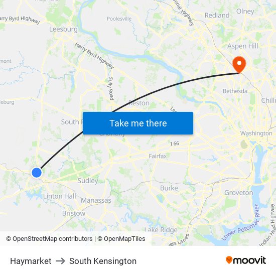 Haymarket to South Kensington map