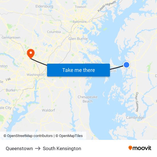 Queenstown to South Kensington map