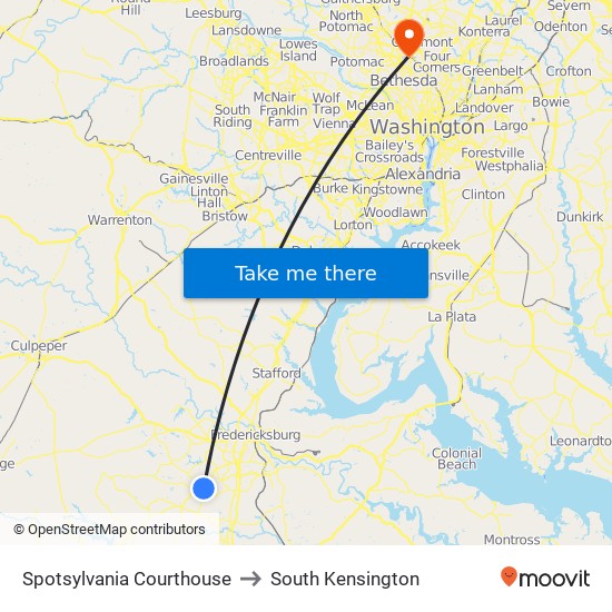 Spotsylvania Courthouse to South Kensington map