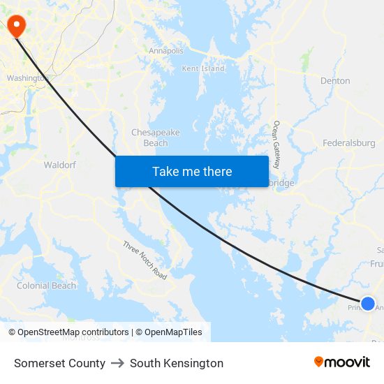 Somerset County to South Kensington map