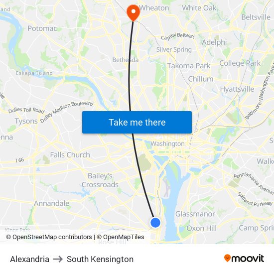 Alexandria to South Kensington map