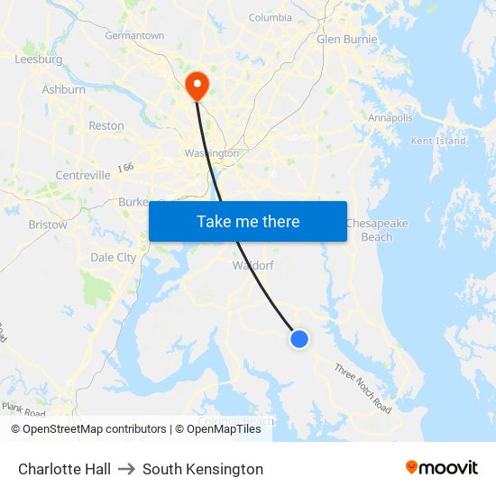 Charlotte Hall to South Kensington map