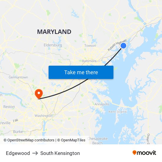 Edgewood to South Kensington map