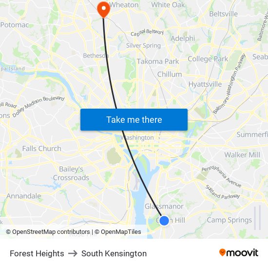 Forest Heights to South Kensington map