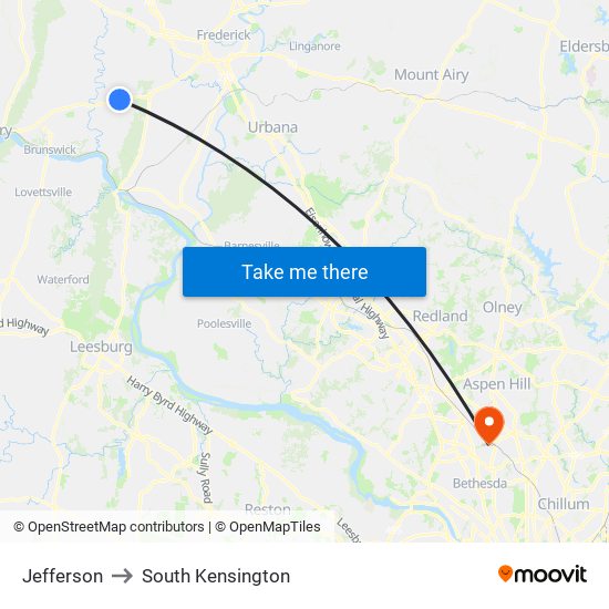 Jefferson to South Kensington map