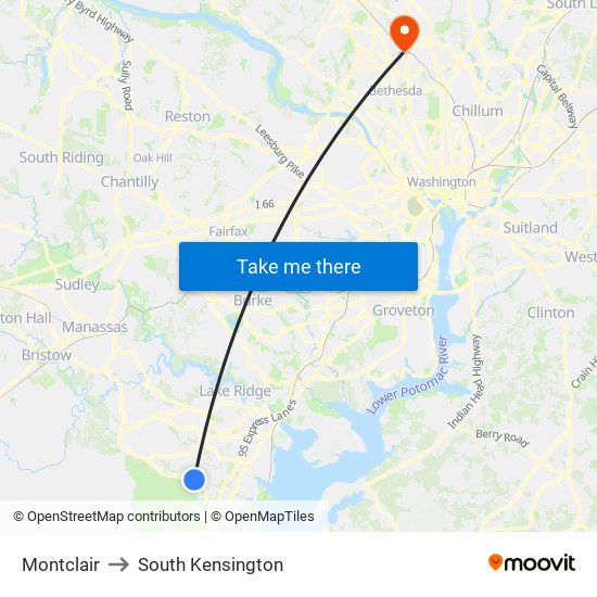 Montclair to South Kensington map