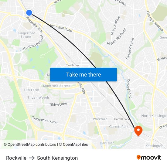 Rockville to South Kensington map