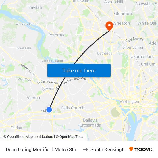 Dunn Loring Merrifield Metro Station to South Kensington map