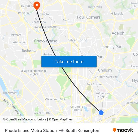 Rhode Island Metro Station to South Kensington map