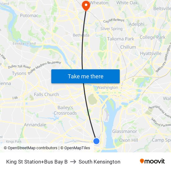 King St Station+Bus Bay B to South Kensington map