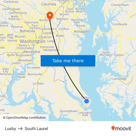 Lusby to South Laurel map