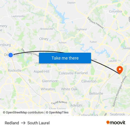 Redland to South Laurel map