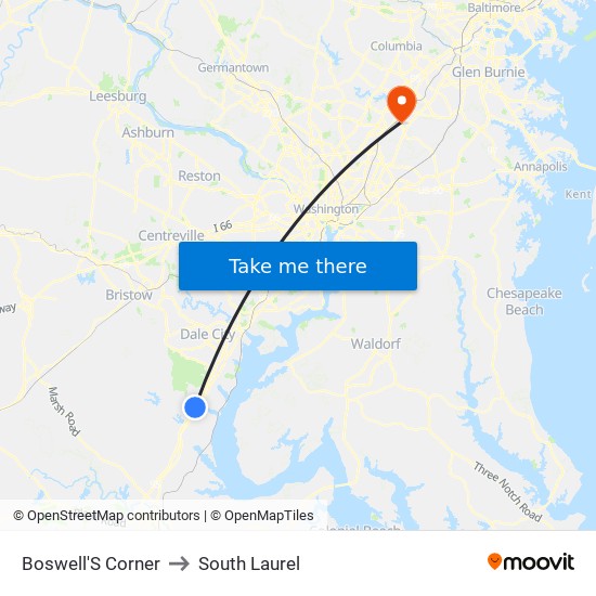 Boswell'S Corner to South Laurel map