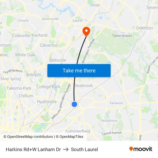 Harkins Rd+W Lanham Dr to South Laurel map