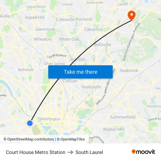 Court House Metro Station to South Laurel map