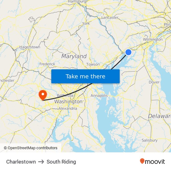 Charlestown to South Riding map