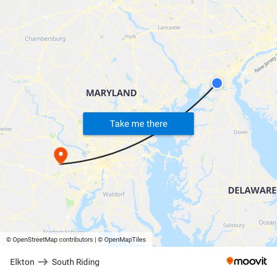 Elkton to South Riding map