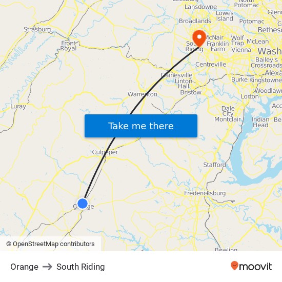 Orange to South Riding map