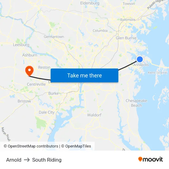 Arnold to South Riding map