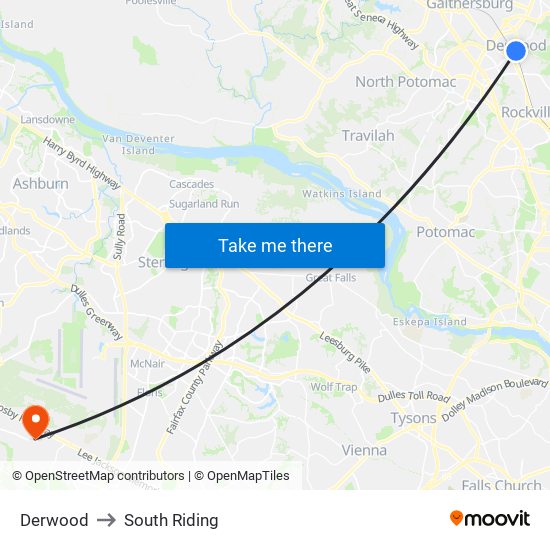 Derwood to South Riding map